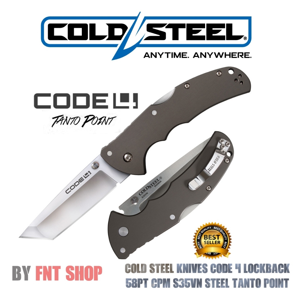 มีดพับ มีดพก มีดเดินป่า Cold Steel Code 4 Tanto point 3.5" S35VN Razor-Sharp Blade 5"