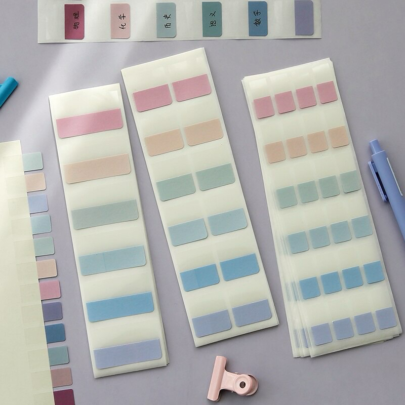 🎀พร้อมส่ง! เซตpost-it สีพาสเทล กระดาษโน้ตมีกาว คั่นหนังสือสีโปร่งใส สไตล์เกาหลี 120ชิ้น