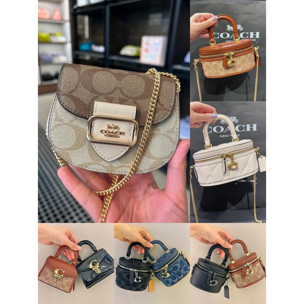 Morgan Card Case On A Chain CT876 CJ541 มินิ ผู้หญิง กระเป๋าสะพายข้าง Coac h กระเป๋า กระเป๋าเงิน สายสะพายโซ่ พลิกปก