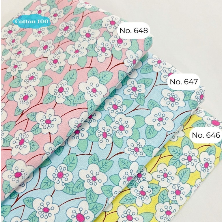 Aom Fabrics 🌷 ผ้าคอตตอน 100% twill หน้ากว้าง 64 นิ้ว  ลายเส้น เนื้อเนียนนุ่ม ผ้าเมตรนำเข้า พร้อมส่ง