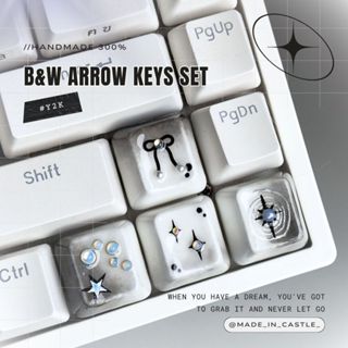y2k B&W Arrow Keycaps SET|ปุ่มลูกศร ปุ่มWASD  ขาวดำ คีย์แคปY…