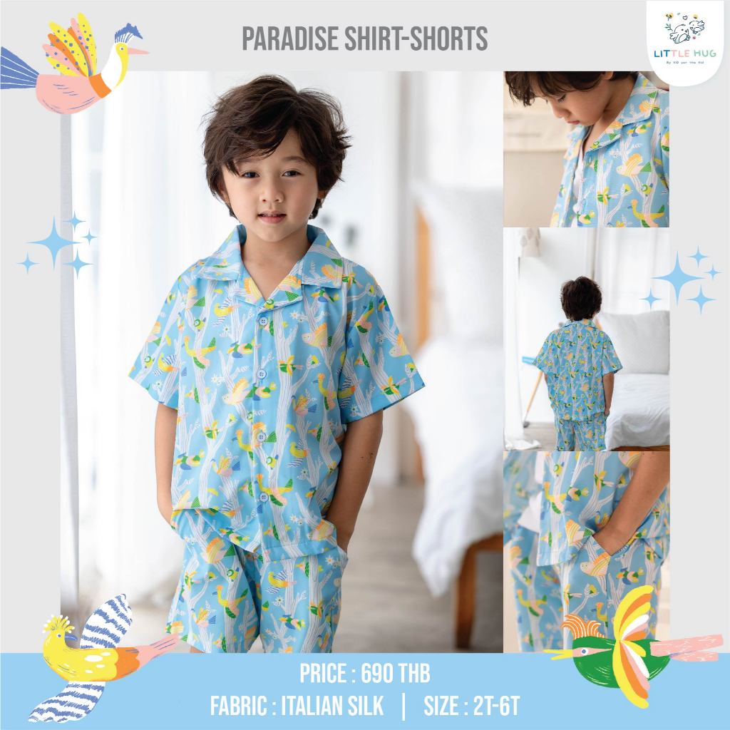 Little Hug: เชิ้ตทรง Oversized กับกางเกงขาสั้น Bird Paradise (BP01)