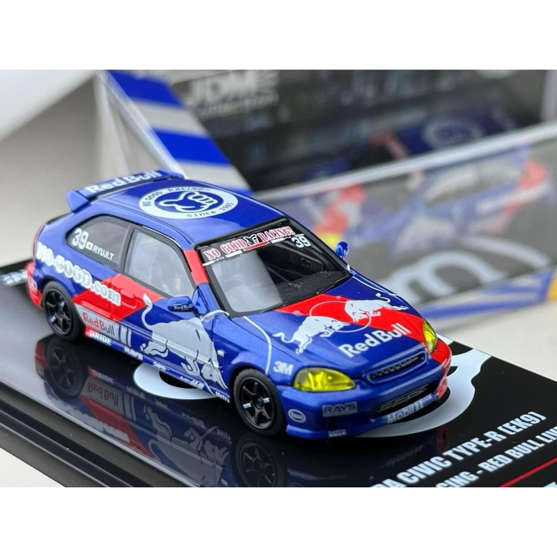 🔹HONDA CIVIC Type-R (EK9) "NO GOOD RACING" Red Bull Livery Blue Scale 1:64 ยี่ห้อ Inno 64