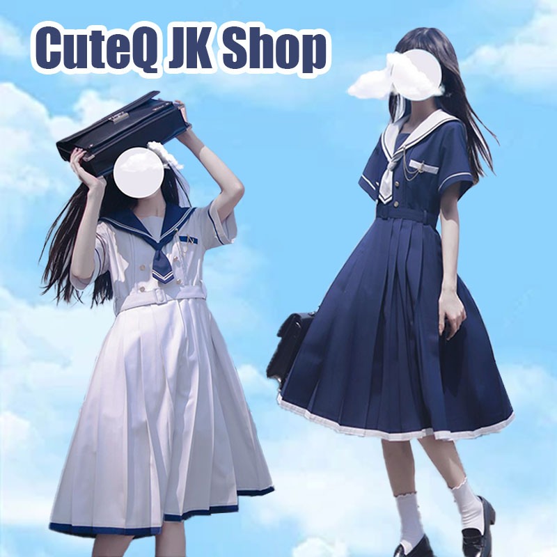#CuteQ# นักเรียนหญิง กระโปรง สไตล์ญี่ปุ่น ชุดกะลาสี แฟชั่น กระโปรงเหนือเข่า