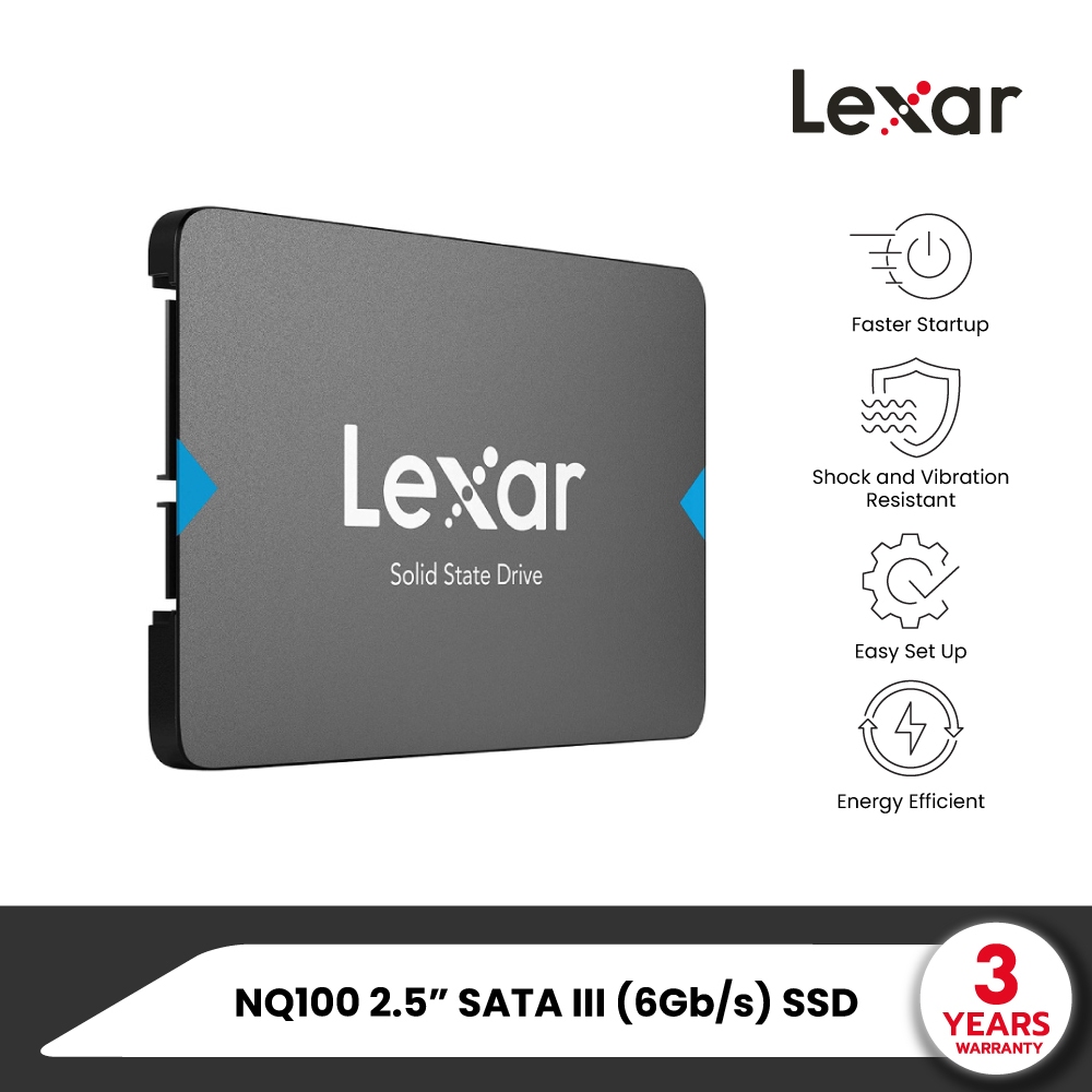 Lexar NQ100 256GB Internal SSD (เอสเอสดี ภายใน) SATA 2.5” SATA III (6Gb/s) Read Up to 550MB/s (LNQ10