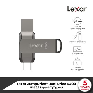 Lexar D400 256GB Dual USB Type-C/A USB 3.1 Flash Drive 2-in-…