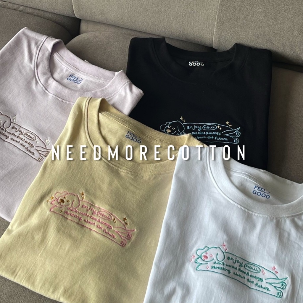 พร้อมส่ง เสื้อยืด Oversize ผ้าคอตตอน ปักลายการ์ตูนน่ารักๆ อก 44" ยาว 27" เสื้อยืดโอเวอร์ไซส์ สไตล์เกาหลี