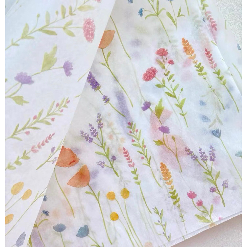 กระดาษอ่อนห่อของขวัญ ดอกไม้ ลายดอกไม้ Tissue Wrapping Paper 雪梨纸