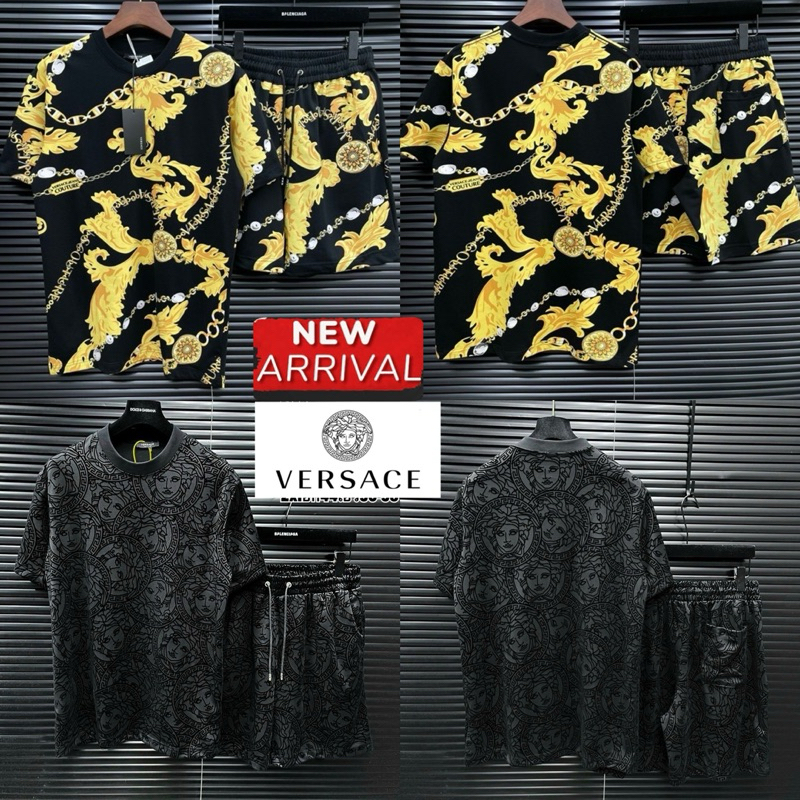 ชุดเซท VERSACE: 🏷️ เสื้อยืด + กางเกงขาสั้น 🩳 Hiend 1:1 ผ้า cotton