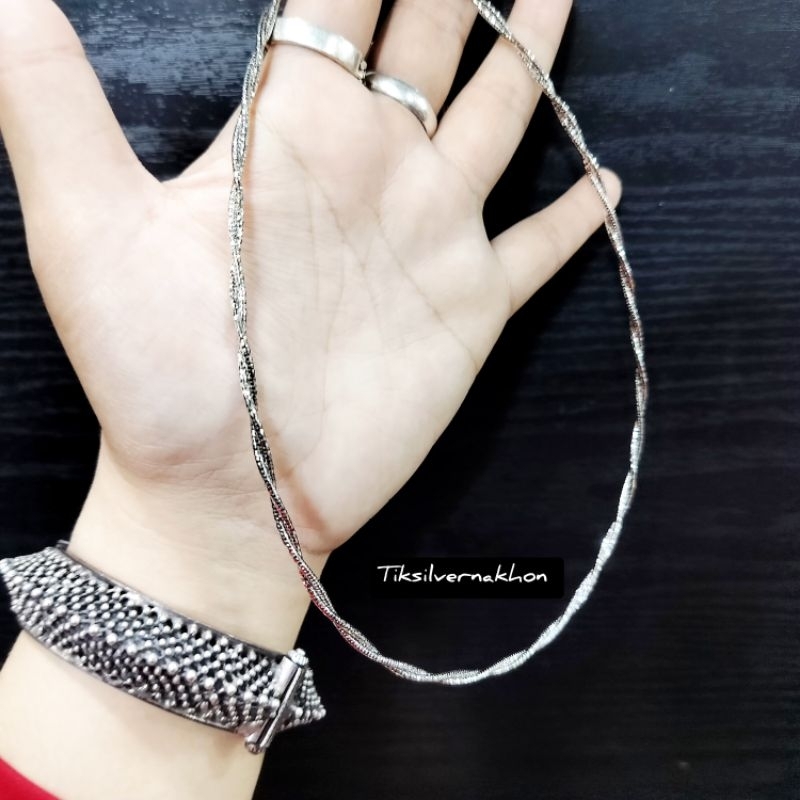 สร้อยคอ 2 เกลียว ทองคำขาว 24k ยาว 17-18"