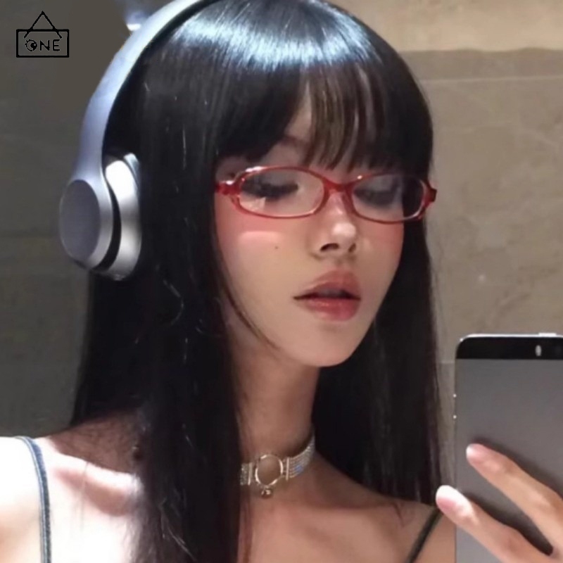 COD❤️แว่นกรองแสงสีฟ้าY2Kกรอบวงรีเล็กาไล่โทนสีแฟชั่นสไตล์เกาหลีเบาพิเศษแว่นตาสำหรับผู้หญิง-a.one