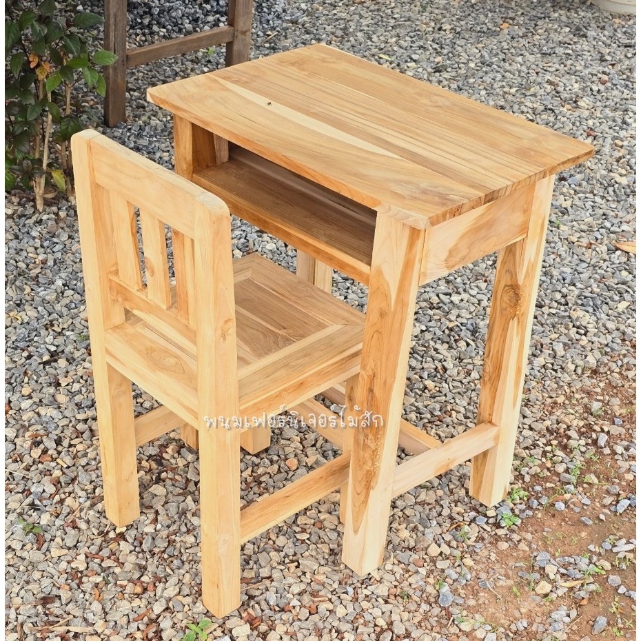 โต๊ะนักเรียนเด็ก โต๊ะไม้สักแท้ แข็งแรง ทนทาน - รูปที่ 5
