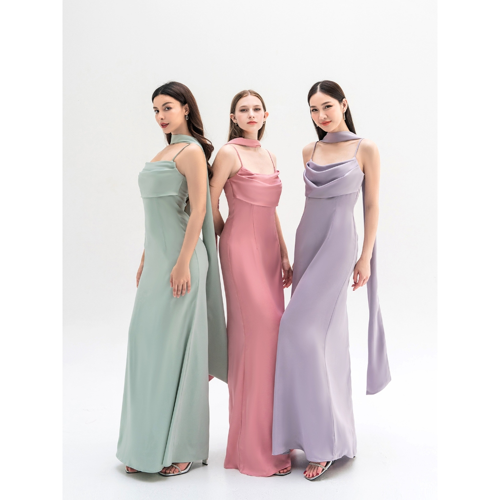 Gigi Maxi KARBIRI เดรสสายเดี่ยว เดรสคอถ่วง