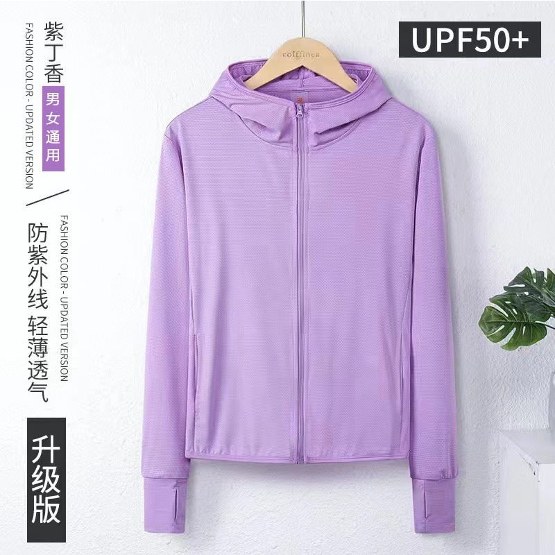 เสื้อฮู้ดกันแดด เสื้อกันยูวี UPF50+ เนื้อผ้าบางใส่สบาย สีพื้น ระบายอากาศดี รูปที่ 4
