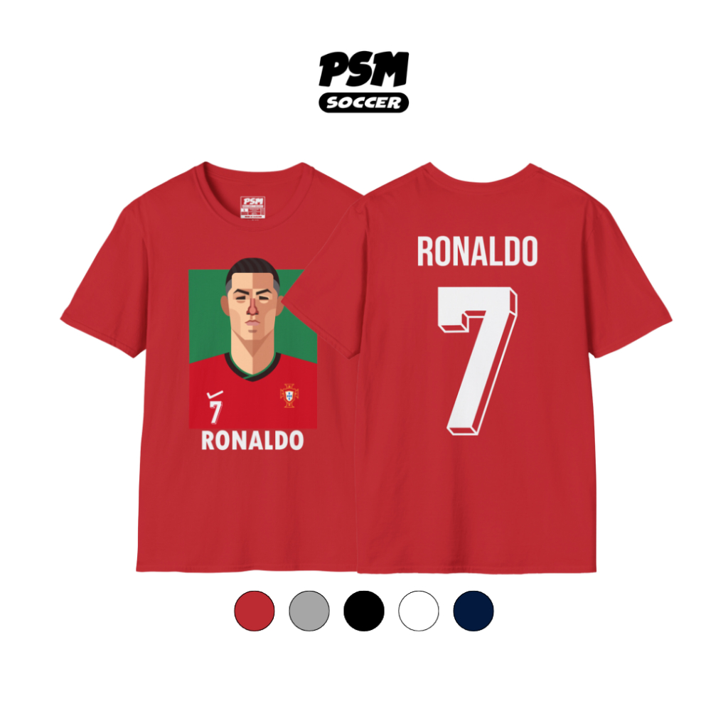 PSM เสื้อยืดลายนักฟุตบอล ลาย Cristiano Ronaldo ทีมชาติโปรตุเกส ฟุตบอลยูโร 2024