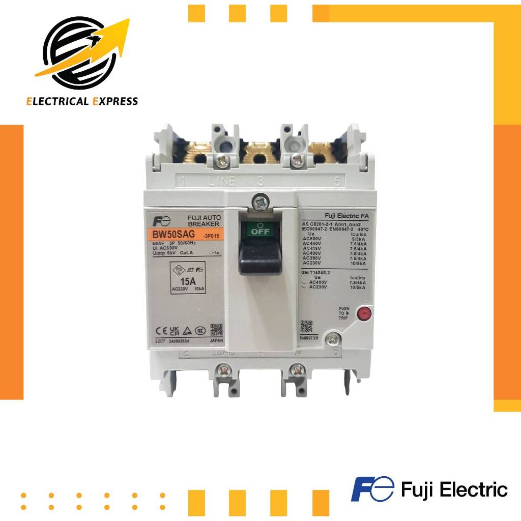 Fuji Electric เบรกเกอร์ฟูจิ (FUJI BREAKER) รุ่น BW50SAG 3 Pole