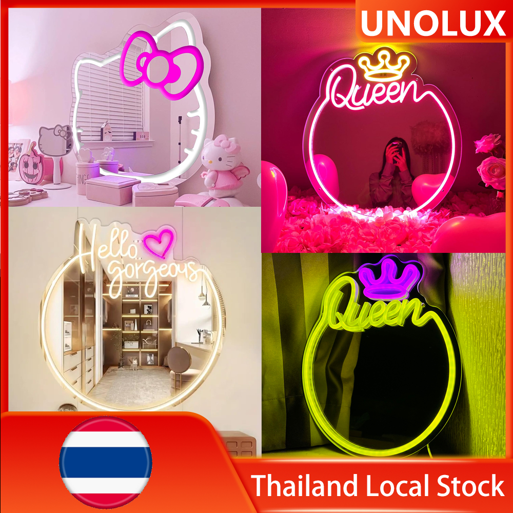 UNOLUX Cat กระจกมีไฟ กระจกแขวน กระจก led ไฟหน้ากระจก กระจกมีไฟ led ไฟนีออน for ให้แต่งห้องนอน