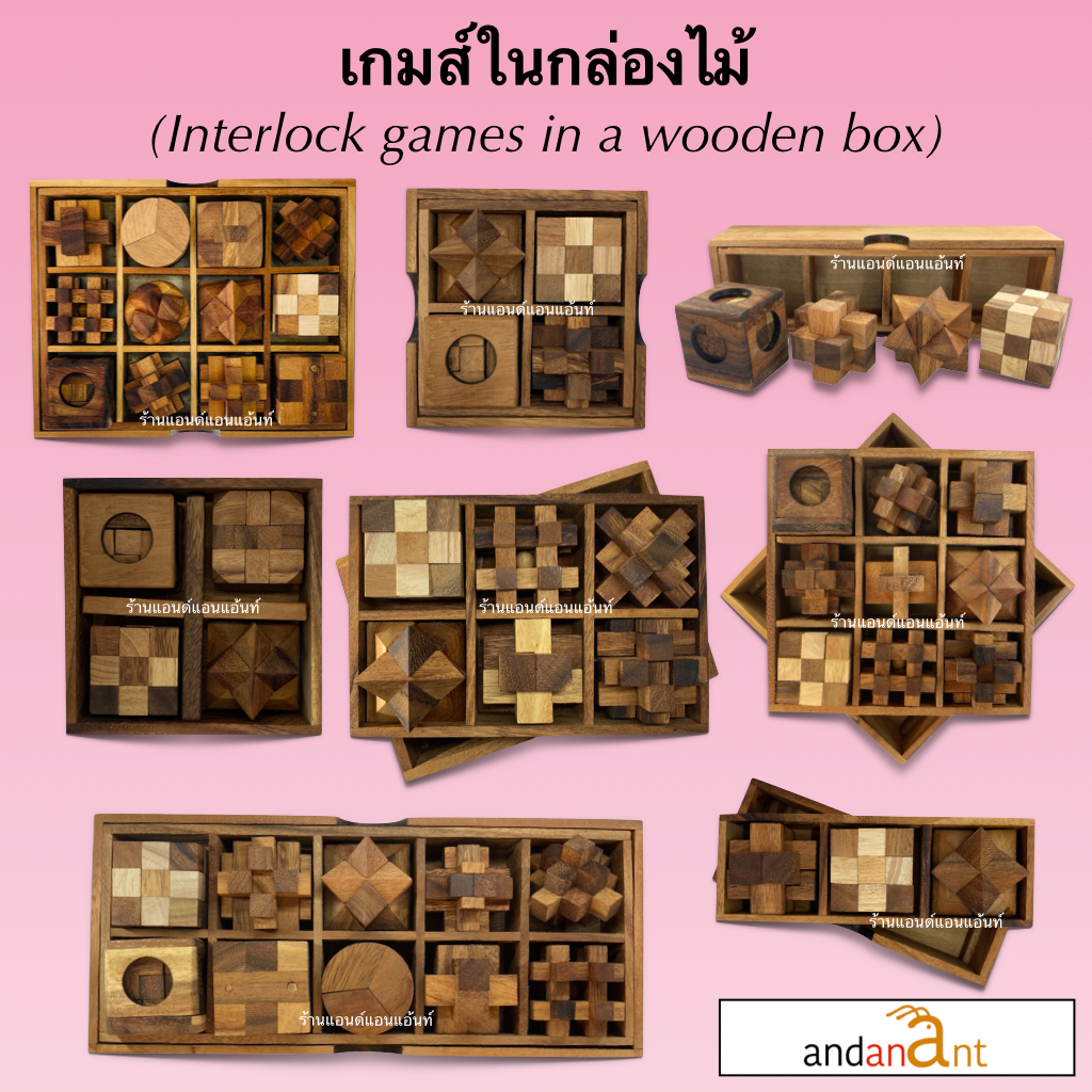 เกมส์ในกล่องไม้ (Interlock puzzle in a wooden box) ของเล่นฝึกสมอง เสริมทักษะ