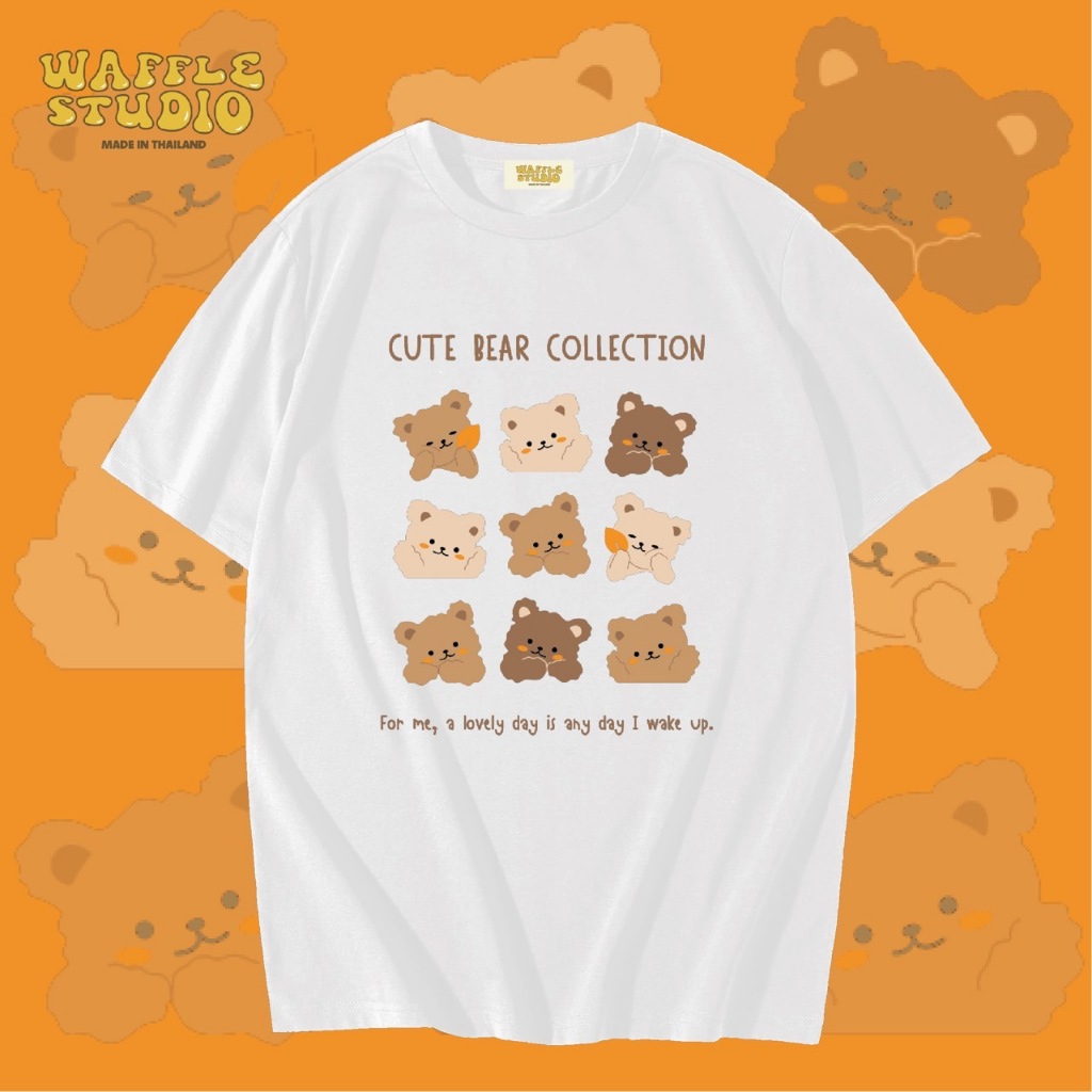 [ส่งฟรี ] WS0301 เสื้อยืดโอเวอร์ไซส์ เสื้อยืดเกาหลี ผ้าคอตตอน100% เสื้อยืด WAFFLE STUDIO