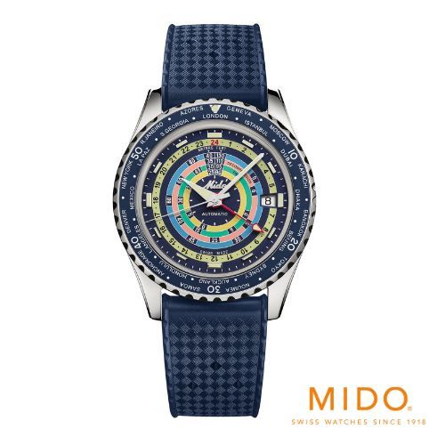 Mido รุ่น OCEAN STAR DECOMPRESSION WORLDTIMER นาฬิกาสำหรับผู้ชาย รหัสรุ่น M026.829.17.041.00 (สายพิเ