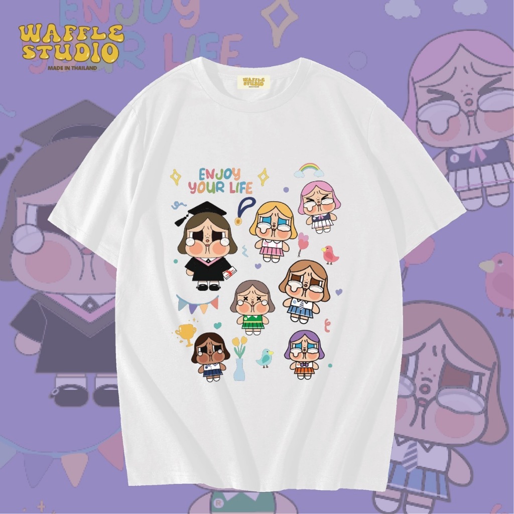 [ส่งฟรี ] WS0339 เสื้อยืดโอเวอร์ไซส์ เสื้อยืดเกาหลี ผ้าคอตตอน100% เสื้อยืด ครายเบบี้ Cry baby WAFFLE STUDIO