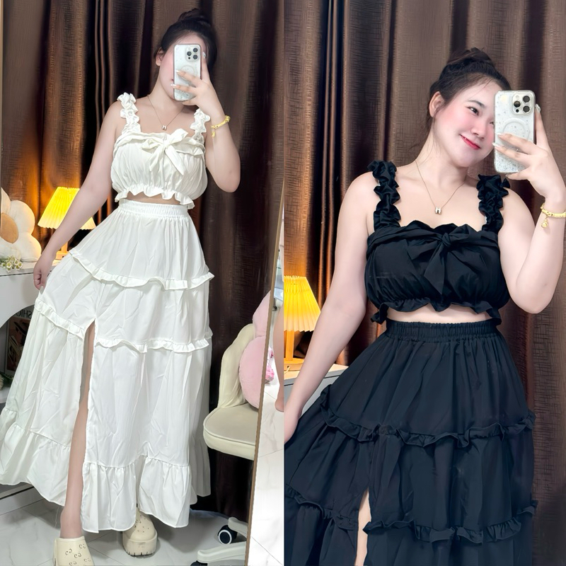 Set เสื้อ + กระโปรงยาว ( summer~ ) 🐳