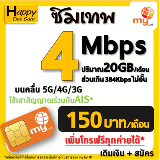 ซิมเทพ ซิมมาย my ค่าย NT 30Mbps 20Mbps 4Mbps ส่วนเกินเน็ตไม่อั้น ต่อได้นาน 12เดือน สมัครเอง มีตัวเลือก เหมือน TRUE AIS