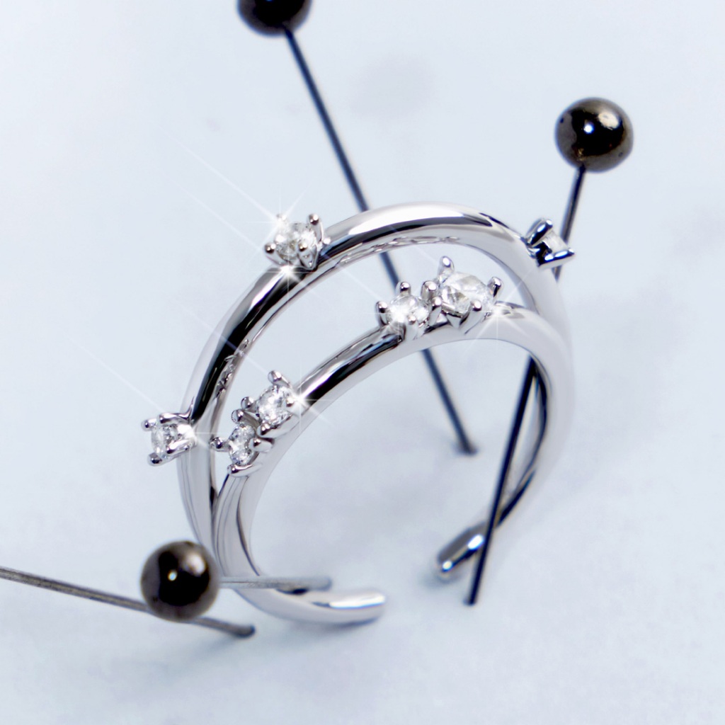 SWAN - Surround You Ring แหวนเงินแท้ ฝังเพชรคิวบิกเซอร์โคเนีย ดีไซน์แปลกตา