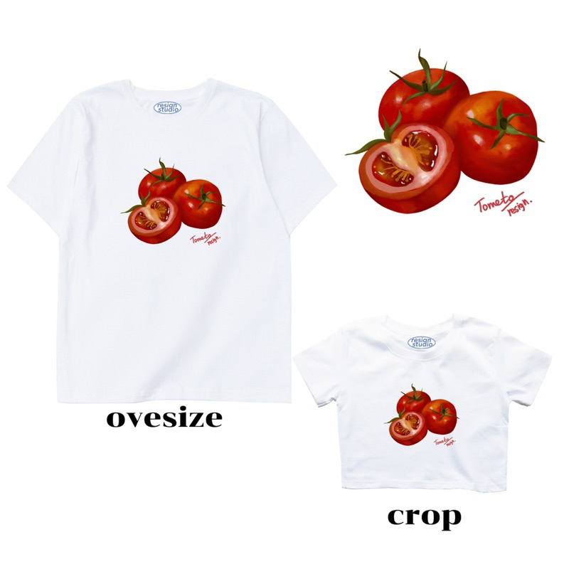 resign studio เสื้อยืด crop oversize ลาย tomato v2
