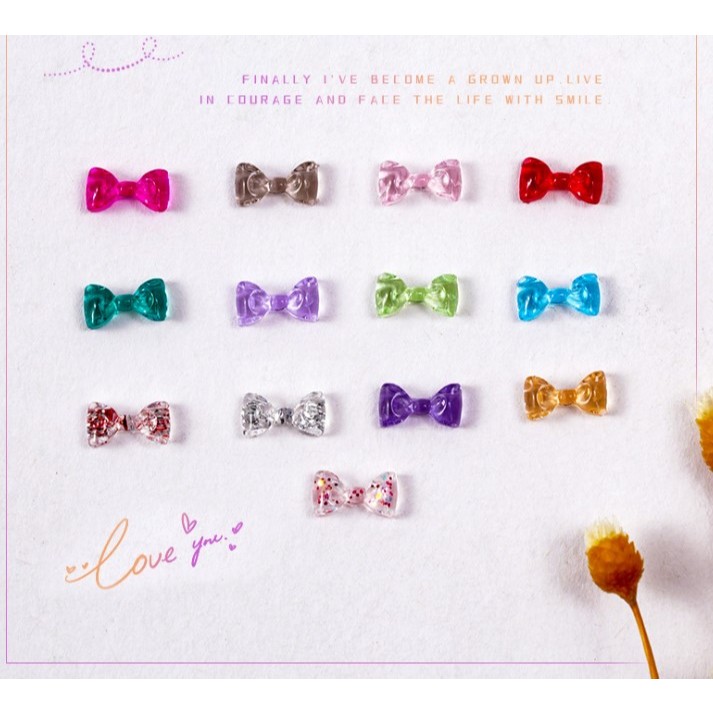 โบว์ไซส์จิ๋วตกแต่งเล็บขนาด 3x6 mm ตัวเล็กเอาไว้ทำโบว์หมี โบว์กระต่ายค่ะ หนึ่งถุงมี 20 ตัวต่อสี [I]