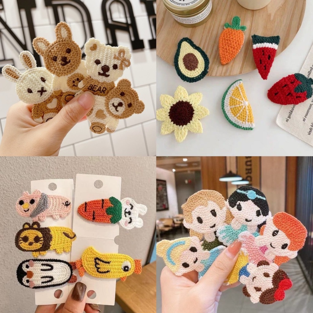 พร้อมส่งในไทย ขายดี มี71แบบ กิ๊บติดผม ถักไหมพรม รูปสัตว์ การ์ตูน กิ๊บหมี กิ๊บเป็ด เพนกวิน Handmade สำหรับเด็ก/ผู้ใหญ่
