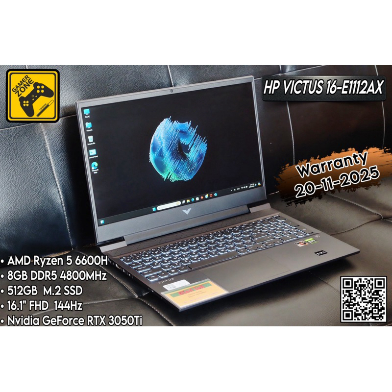 HP Victus Gaming 16-e1112AX ขุมพลัง AMD Ryzen แรงล้ำ  การ์ดจอ RTX 3050Ti มาพร้อมจอ 16.1 inch 144Hz