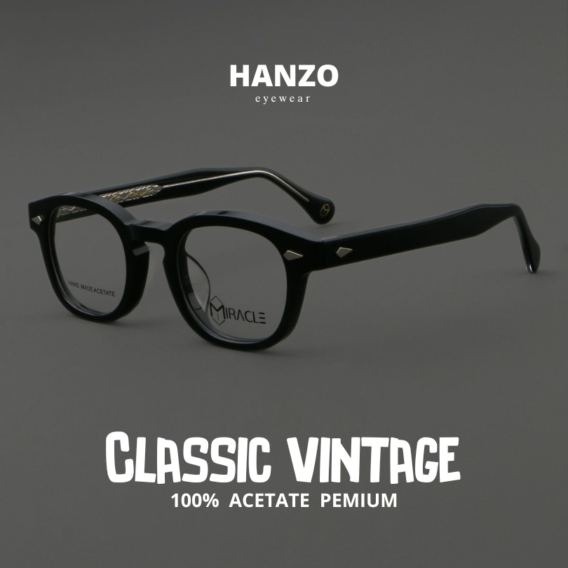 แว่นวินเทจ 100% ACETATE แว่นอะซิเตทคุณภาพสูง hand made acetate (มีบริการตัดเลนส์สายตา) รุ่น LEMTOSH