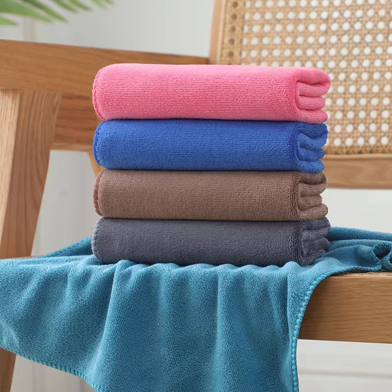 ผ้าขนหนูผืนเล็ก ผ้าเช็ดผม ผ้านาโน ขนาด33*70cm. ผ้านุ่ม ซับน้ำได้ดี สีพื้น - รูปที่ 2