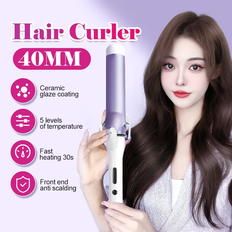 เครื่องม้วนผม ที่ม้วนผม เซรามิก 40mm ลอนสวยธรรมชาติ ไม่ทำร้ายเส้นผม จัดแต่งทรงผมติดทนนาน อุปกรณ์จัดแต่งทรงผมไฟฟ้า