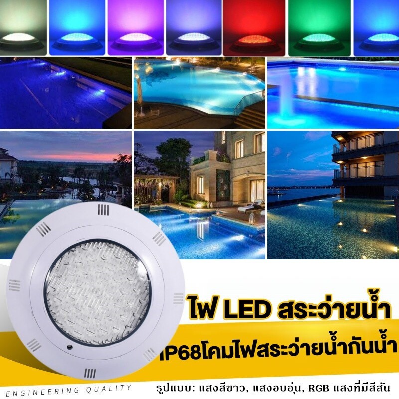 ไฟสระน้ำ LED โคมไฟสระว่ายน้ำ AC12V 12/18/24W RGB โคมไฟใต้น้ำติดผนังกันน้ำ  กันน้ำ IP68 ความสว่างสูง ไฟใต้น้ำ ไฟสระว่ายน้