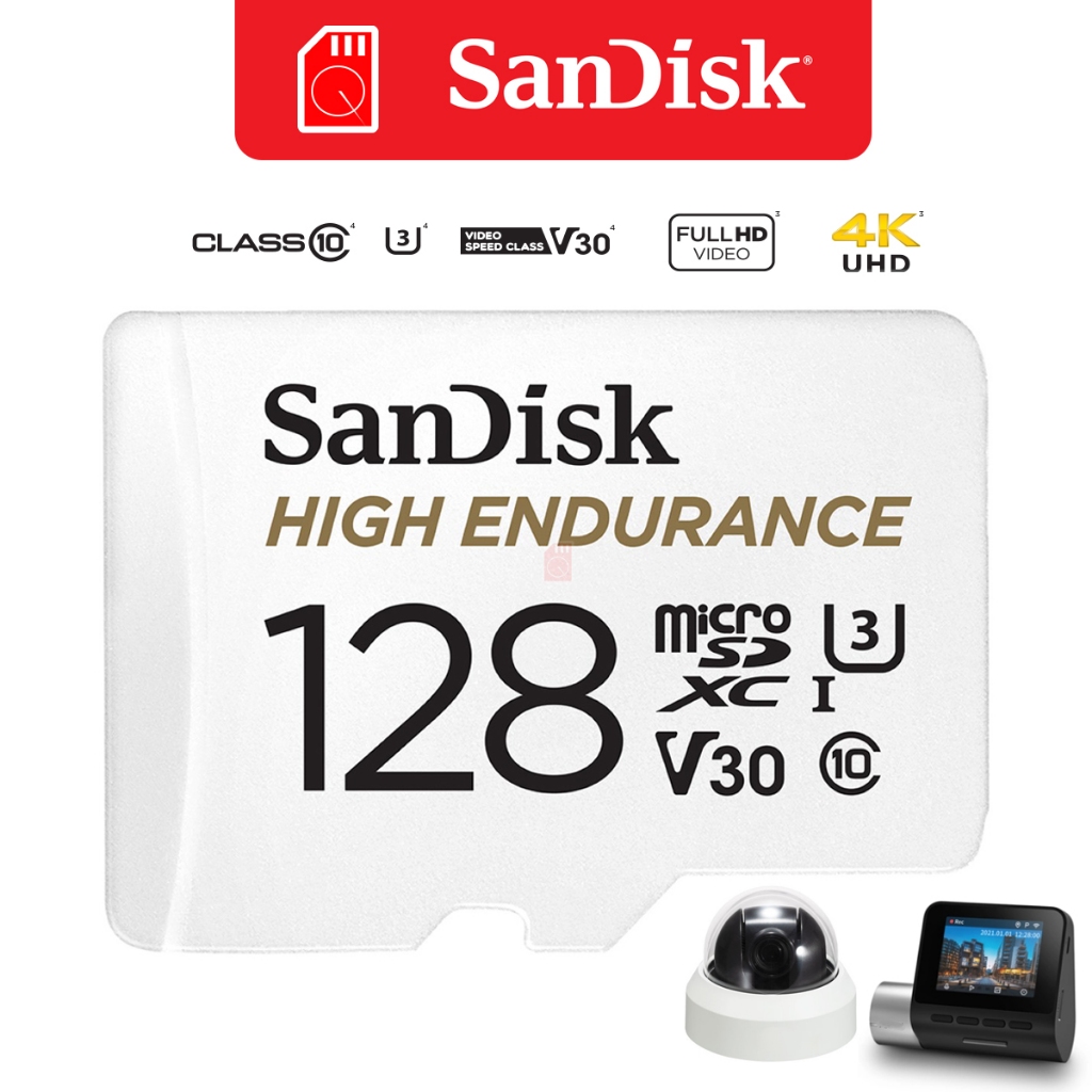 SanDisk High Endurance 128GB microSD Card (SDSQQNR_128G_GN6IA) สำหรับ กล้องวงจรปิด กล้องหน้ารถ 4K