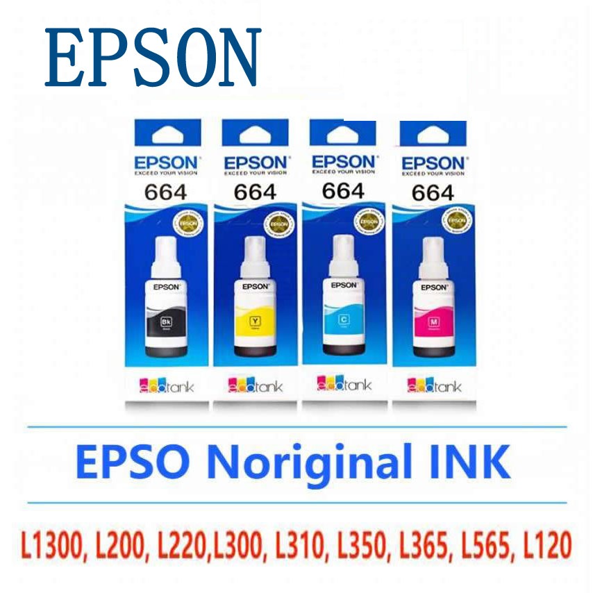 เอปสัน ของแท้ 100%Epson664 (พร้อมกล่อง) โปรโมชั่นราคาถูก เหมาะสำหรับ รุ่นL100 L120 L200 L210 L220 L360 L365 L565 L1300