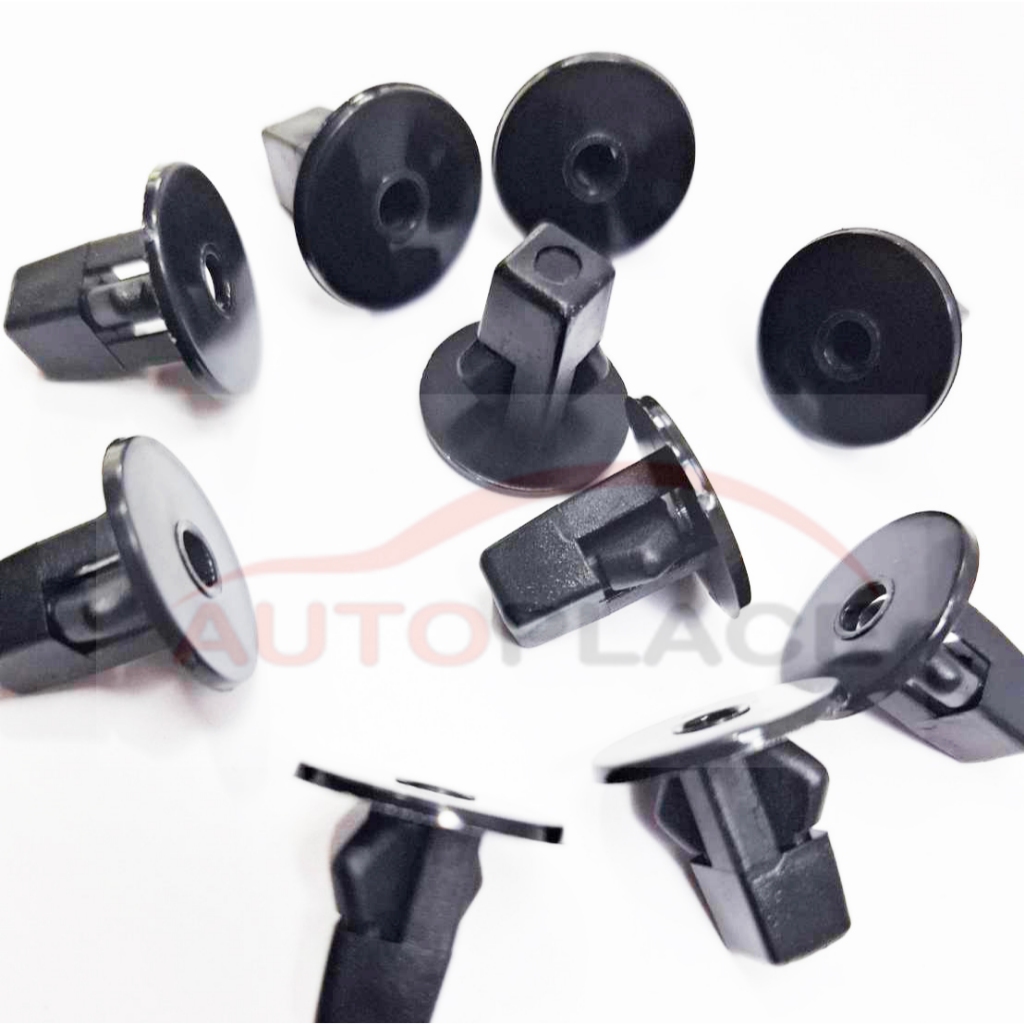 (10ตัว) กิ๊บพลาสติกซุ้มล้อ กิ๊บบังฝุ่นล้อ Toyota Tiger Vigo Revo Fortuner สีดำ ปลายทรงเหลี่ยม (ตัวกด ขอบใหญ่)