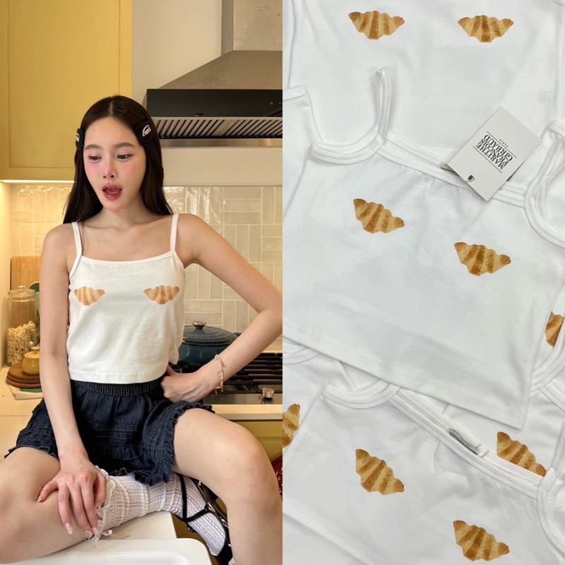 Marit tank top 🥐 เสื้อสายเดี่ยว สกรีนลายแบบชิค  แมทช์กับอะไรก็น่ารัก