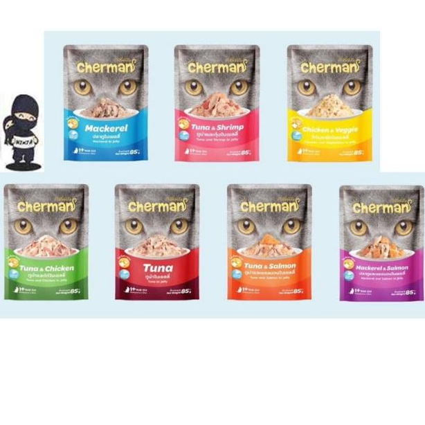 (1ซอง)อาหารแมวชนิดเปียก cherman 85 กรัม