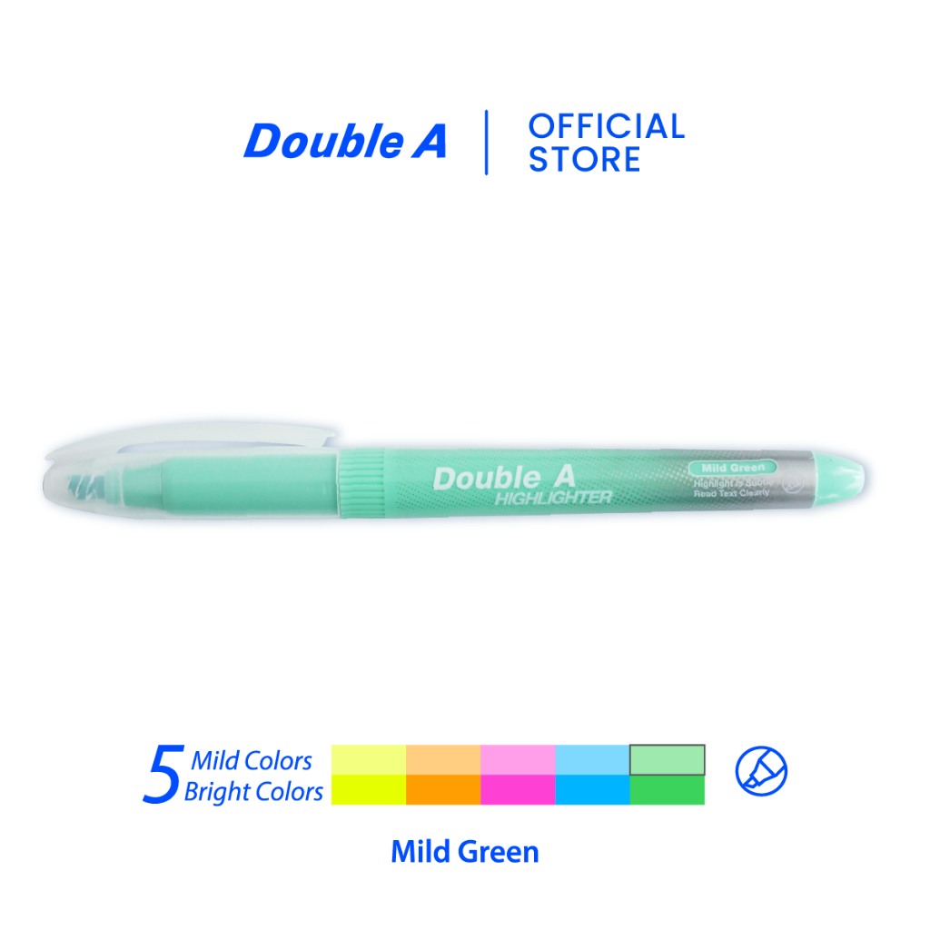Double A Highlighter ปากกาเน้นข้อความสีพาสเทล Mild Color จำหน่ายคละสี 5 ด้าม - รูปที่ 3