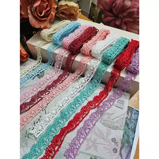 90cm ผ้าลูกไม้ ลายดอกไม้เล็ก (มีให้เลือกหลายสี) ขนาด 15 มิล และ 10 มิล (สินค้าพร้อมส่งจากไทย)