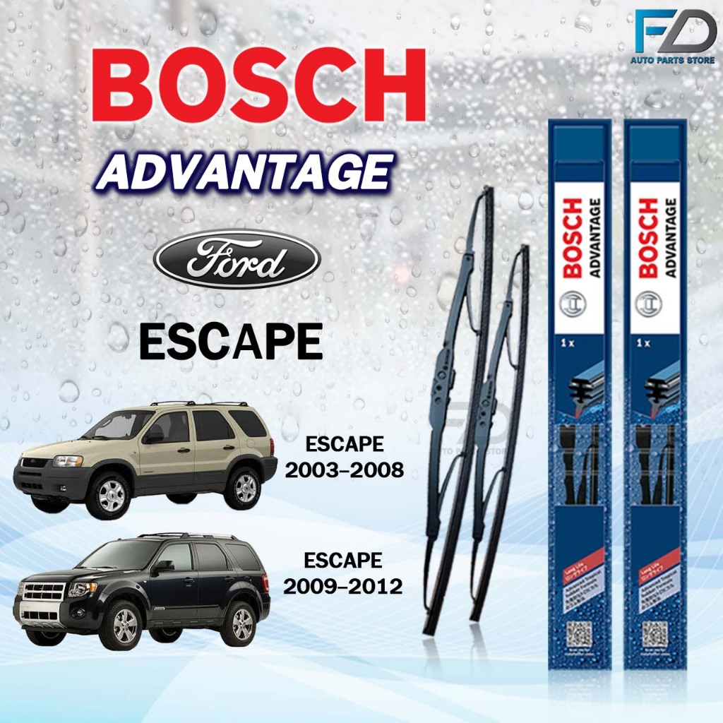 BOSCH ใบปัดน้ำฝน แบบก้านเหล็ก แบบคู่ FORD ESCAPE ปี 2003-2012 ฟอร์ด เอสแคป รุ่น ADVANTAGE