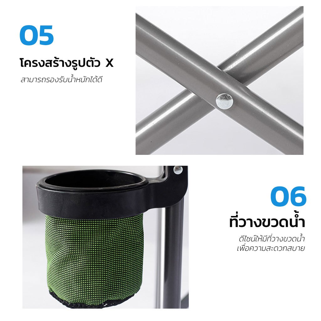 ACE เก้าอี้สนาม น้ำหนักเบา พกพาสะดวก สำหรับแคมป์ปิ้ง ฟรีกระเป๋าเก็บของ Folding Chair S13 - รูปที่ 3