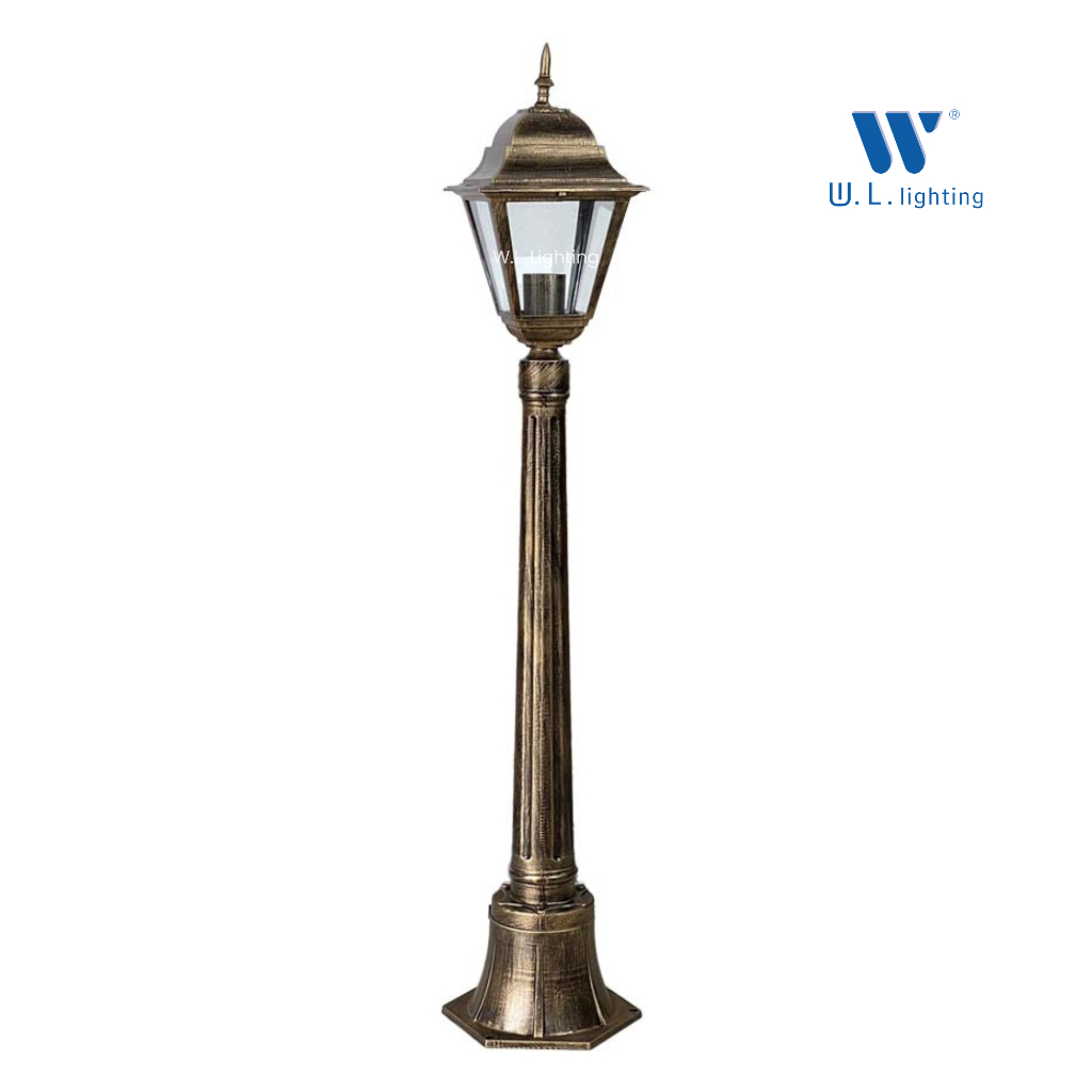 Bollard Light โคมไฟสนาม อลูมิเนียม ไฟภายนอก ตกแต่งสวน เสาสนาม สูง 1.1 เมตร ขั้ว E27 รุ่น WL-D41-11-BG [สีดำปัดทอง]