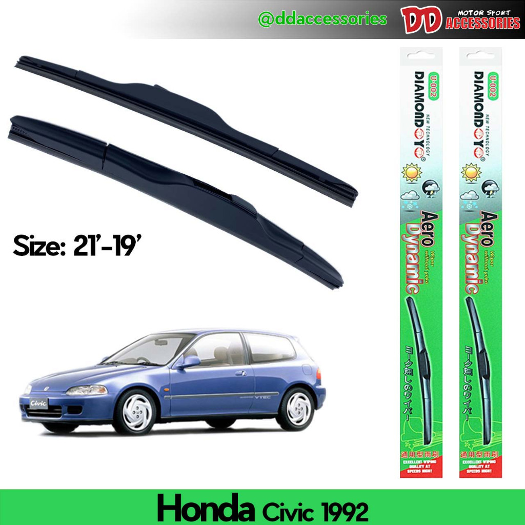 ที่ปัดน้ำฝน ใบปัดน้ำฝน ซิลิโคน ตรงรุ่น Honda Civic 1992-1996 EG ไซส์ 21-19 ยี่ห้อ Diamond กล่องเขียว