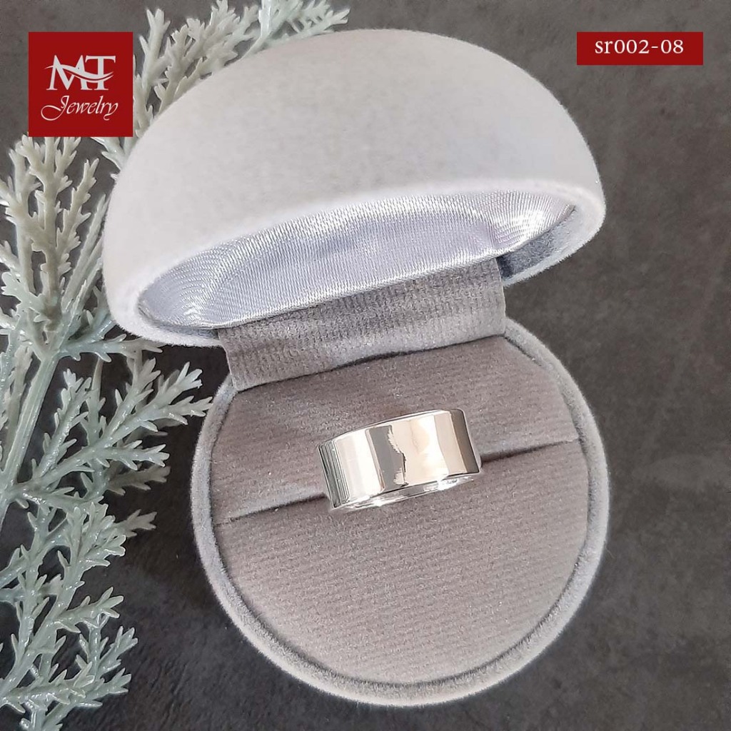 MT แหวนเงินแท้ แหวนเกลี้ยง หน้าแบน หน้ากว้าง 8 มม ไซส์ 51 61 Ring (sr002-08) MT Jewelry มณีธารา