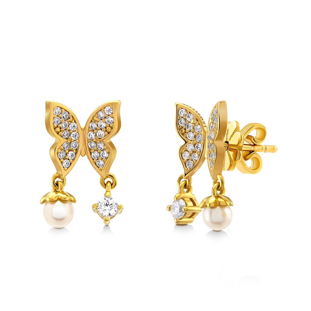 [Clearance] Jewellista ต่างหู Allisson ไข่มุกน้ำจืดแท้ เงินแท้ 925 ประดับพลอย CZ