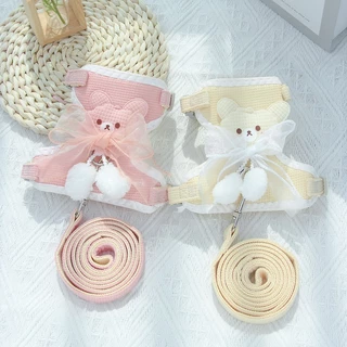 สายจูงสัตว์เลี้ยง ลายหมีฟรุ้งฟริ้ง มีหลายสี 2 ขนาด สายจูงสำหรับหมาแมวและกระต่าย VE